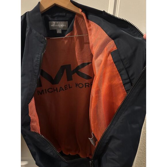 Michael Kors Midnight Blue Men's Zipper Down Bomber Style Jacket Size M - Picture 9 of 10